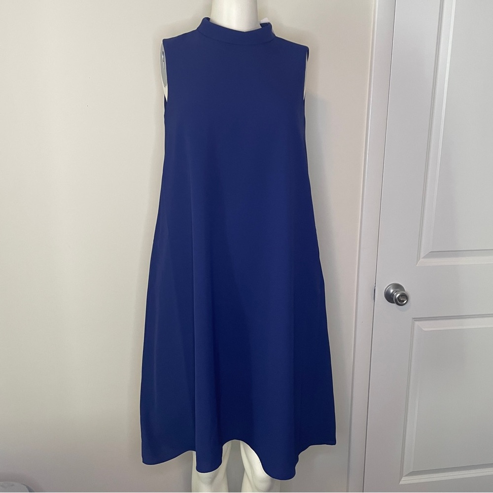 Uniqlo blue drape sleeveless dress NWT